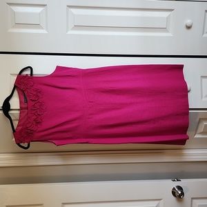 Hot Pink sheath dress with flower detail